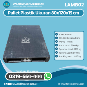 Pallet Plastik Baru & Bekas Ukuran 80x120x15 cm [LAMB02]